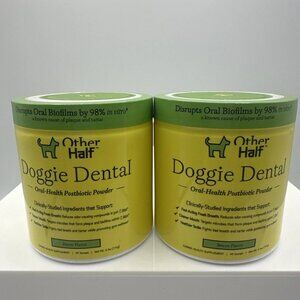 2 PK Other Half Doggie Dental Oral-Health Postbiotic Powder 4.1 oz Bacon Flavor